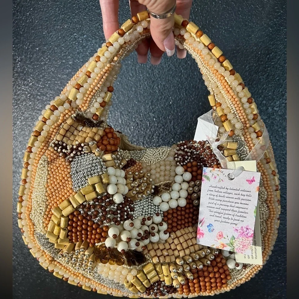 🤎🔥Viral Made in India handcrafted Beaded Handbag with Earthy Brown Tones🤎🔥NWT